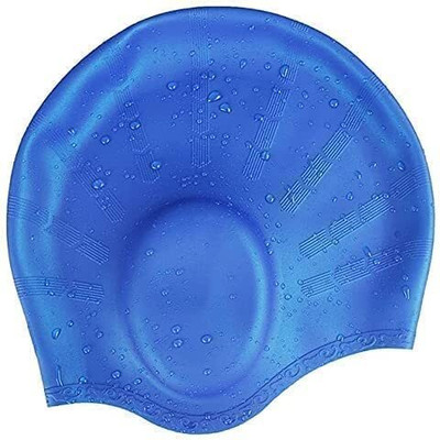 HYORTS ® Ear Swimming Cap & Hair Protection Unisex Swim Pool Head Cap(Blue, Pack of 1) Swimming Cap(Pack of 1)
