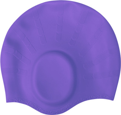 KARBD Silicone Swimming Cap with Ear & Hair Protection Unisex Swim Pool Head Cap Swimming Cap(Purple, Pack of 1)