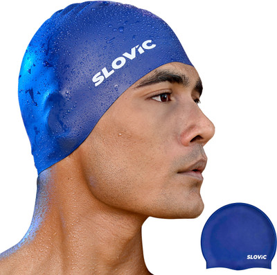 SLOVIC Leak Proof | Protects Hair From Chemical Damage | Premium Quality Silicone | Men Swimming Cap(Blue, Pack of 1)