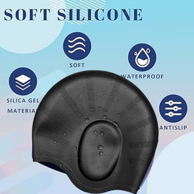 Ratnaram Swimming cap for Long Hair Men Women Extra Stretch Pure Silicone Swimming Swimming Cap(Pack of 1)
