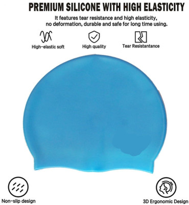 Ratnaram silicon cap Swimming Cap(Blue, Pack of 1)