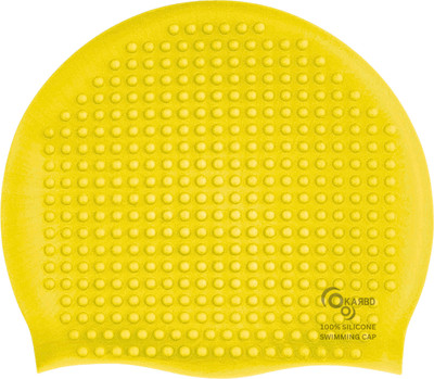 KARBD Bubble Drop Design Silicone SwimCap Unisex Universal Size Swimming Pool Head Cap Swimming Cap(Yellow, Pack of 1)