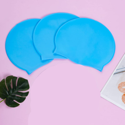 Ratnaram Swimming Cap 3pcs plain Blue colour Men Women Extra Stretch Swimming Cap(Pack of 3)