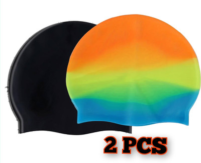 Ratnaram Swimming Cap 2pcs Men Women Extra Stretch Swimming Cap(Multicolor, Pack of 2)