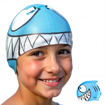 SLOVIC Leak Proof | Protects Hair From Chemical Damage | Premium Quality Silicone |Boys Swimming Cap(Blue, Pack of 1)