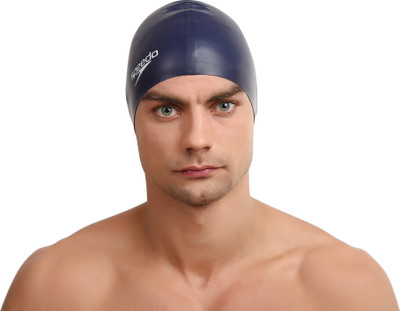 SPEEDO Unisex-Adult Plain Flat Silicone Swimming Cap(Black, Pack of 1)