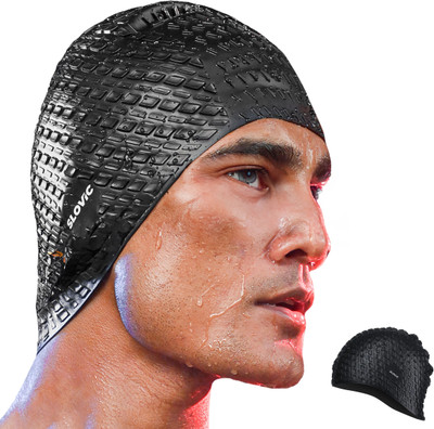 SLOVIC Leak Proof | Protects Hair From Chemical Damage | Premium Quality Silicone | Men Swimming Cap(Black, Pack of 1)