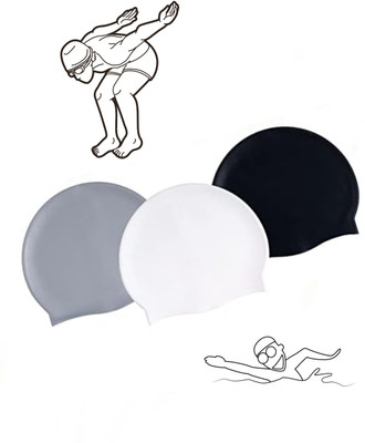 Ratnaram Swimming Cap 3pcs plain colour Men Women Extra Stretch Swimming Cap(Pack of 3)