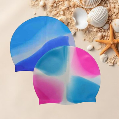 Ratnaram Swimming Cap Muilty colour Men Women Extra Stretch Swimming Cap(Pack of 2)