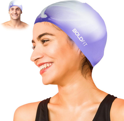 BOLDFIT Swimming Cap Men Swim Cap for Women Swimming Pool Cap Full Head Cover Silicon Swimming Cap(Pack of 1)