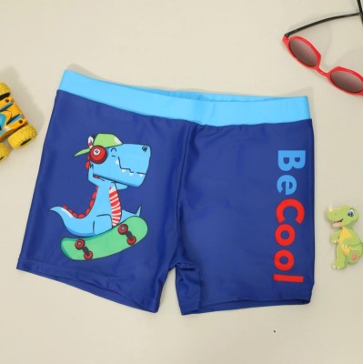 Yellow Bee Skating Dino Swim Shorts for Boys - Cool Blue Comfort Animal Print Baby Boys Swimsuit