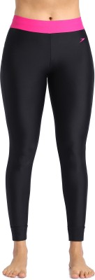 SPEEDO Solid Contrast Legging Self Design Women Swimsuit