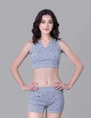 Keepfit V Neck Sleeveless Grey & black Arrow Printed Swim Set for women & Girls Printed Women Swimsuit