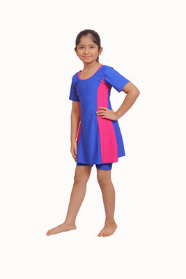 AASHRAy AASHRAY One-Piece Half Sleeves Knee Length A-Line Swimming Solid Girls Swimsuit