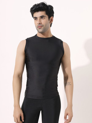 Lycot Sandow Rash Guard Nylon Athletic Compression Top for Swimming Solid Men Swimsuit