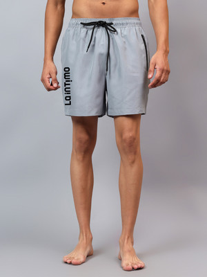 La Intimo Solid, Printed Men Grey Bermuda Shorts