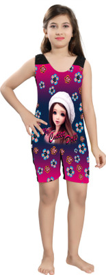 ZIUM Girls 2 way stretchable Poly-Jersey Digital Printed Girls Swimsuit