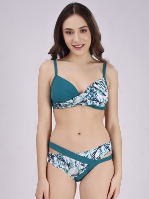 SOIE SOIE Women's Solid and Tropical Printed Padded Bikini Bra Set Solid Women Swimsuit