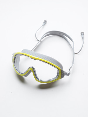 MUHURATAM Aarika Unisex Siilicone Yellow-Grey Swimming Goggles Gear Big Frame Goggle Swimming Goggles