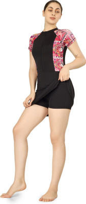 IMPERATIVE by NEU LOOK Imperative Women's One-Piece Swimsuit with Skirt, Short Sleeve Floral Print Women Swimsuit