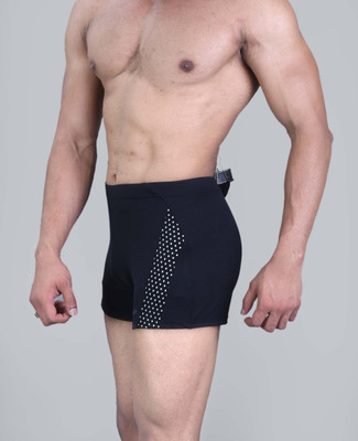 Keepfit men black swimming trunks with contrast mesh pannel design Self Design Men Swimsuit