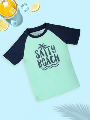 KiddoPanti Boys Printed Polyester Regular T Shirt(Light Green, Pack of 1)