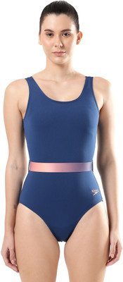 SPEEDO Belted U Back Endurance Plus One Piece Solid Women Swimsuit