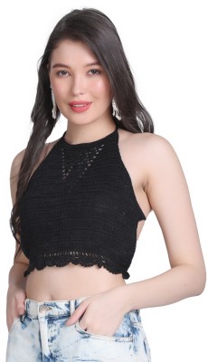 NYCRA Handmade Crochet Crop Top Self Design Women Swimsuit