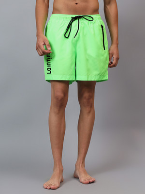 La Intimo Solid, Printed Men Green Bermuda Shorts
