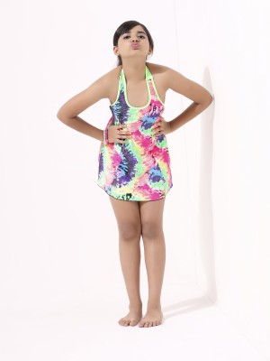 Lycot A Line Halter Cut Sleeves Hot Shorts Printed Printed Girls Swimsuit