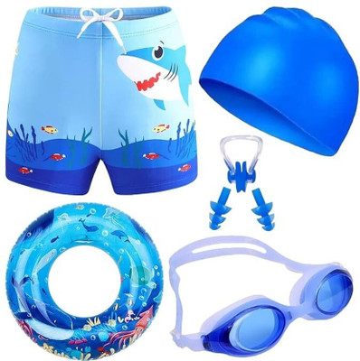 Lebami Swimming Kit For Kids Boys With Costume, Goggles, Cap, Tube & Pool Accessories Printed Boys Swimsuit