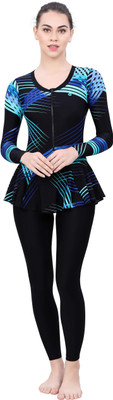 Lactra Nylon One-Piece Padded Swimsuit Costume Full Bodysuit (free with Front Zip) Solid Women Swimsuit