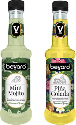 Bevaro Mint Mojito Syrup and Pina Colada Syrup Combo, 300ml each Pina Colada + Mint Mojito(600 ml, Pack of 2) Bevaro Mint Mojito Syrup and Pina Colada Syrup Combo, 300ml each Pina Colada + Mint Mojito(600 ml, Pack of 2)