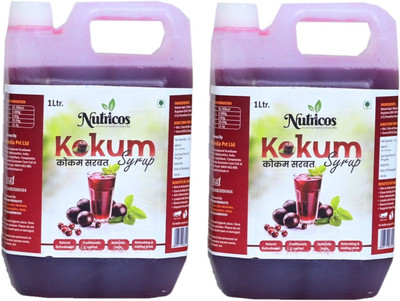 Nutricos KOKUM SHARBAT 2L| Syrup for Mocktail, Cocktails & Breverages KOKAM(1 L, Pack of 2)