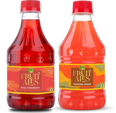 DHAMPURGREEN Strawberry Litchi & Orange Lemonade syrup for mocktails/ cocktails Strawberry Litchi, Orange Lemonade(600 ml, Pack of 2)