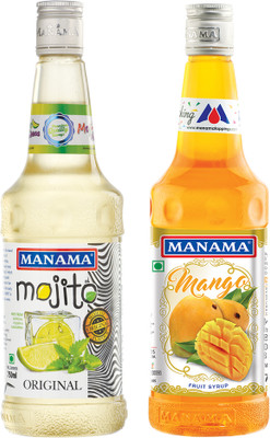MANAMA Original Mojito Syrup and Mango Syrup, Mixer for Mocktails, Cocktails, Drinks, Juices(750 ml, Pack of 2)