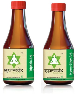 ayurvedix Neem Giloy Ark(200ml) & Triphala Ark(200ml) For Immunity & Digestive Health Natural Flavor(400 ml, Pack of 2)