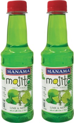 MANAMA Lime & Mint Mojito Syrup Topping for Cakes, Pies and Shakes(250 ml, Pack of 2)