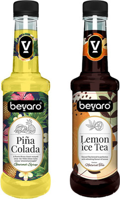 Bevaro Lemon Ice Tea Syrup and Pina Colada Syrup Combo, 300ml each Lemon Ice Tea + Pina Colada(600 ml, Pack of 2)