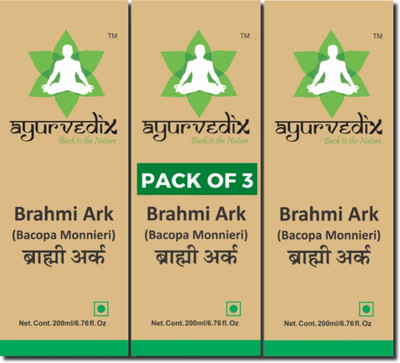 ayurvedix Brahmi Ark | Beneficial for Improving Memory, Alzheimer, Insomnia | 600 ML | Pack of 3 Natural Flavor(600 ml, Pack of 3)