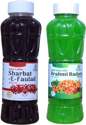 NATRAJ The Right Choice Sharbat-E-Faulad & Brahmi Badam Sharbat 1500 Ml (Pack of 2 x 750 ml Bottle) FAULAD, BRAHMI BADAM(1500 ml, Pack of 2)