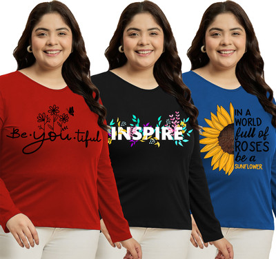 Elite soul Printed Women Round Neck Multicolor T-Shirt