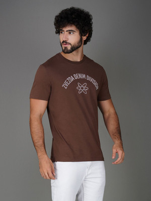 Zvezda Printed Men Round Neck Brown T-Shirt