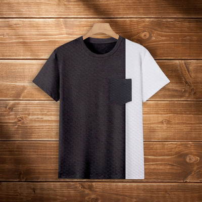 TANNU FAB Self Design Men Round Neck Black T-Shirt