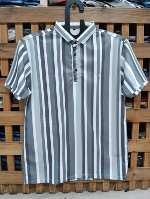 JBJB Striped Men Polo Neck Multicolor T-Shirt