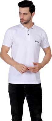 ZULX Solid Men Polo Neck White T-Shirt