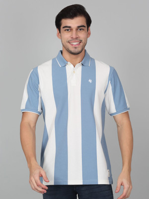 CANTABIL Striped Men Polo Neck Blue T-Shirt
