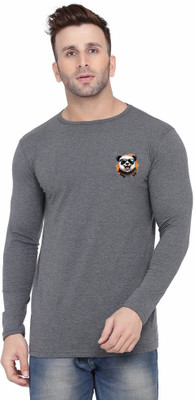 BEYOU FASHION Solid Men Round Neck Grey T-Shirt
