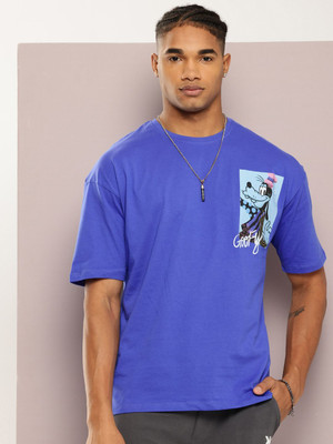 Kook N Keech Disney Graphic Print Men Round Neck Blue T-Shirt