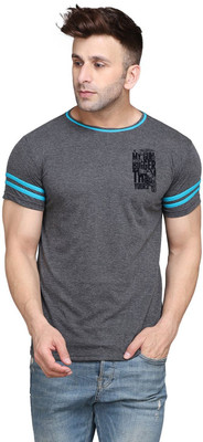 tfurnish Printed Men Round Neck Grey T-Shirt